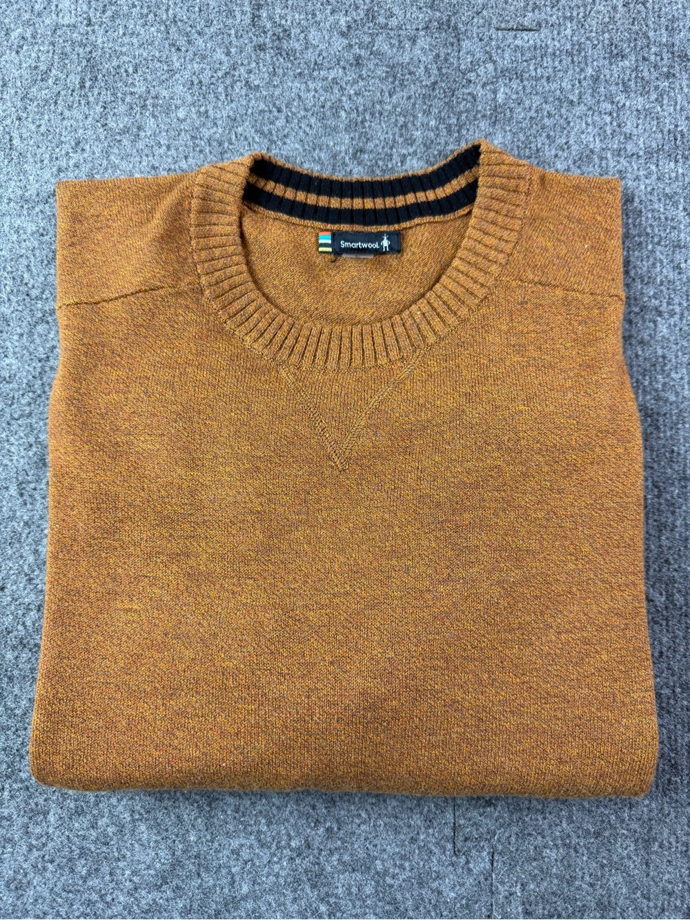 Smartwool Mens Wool Blend Long Sleeve Crew Neck Sweater Size L Rusty Brown
